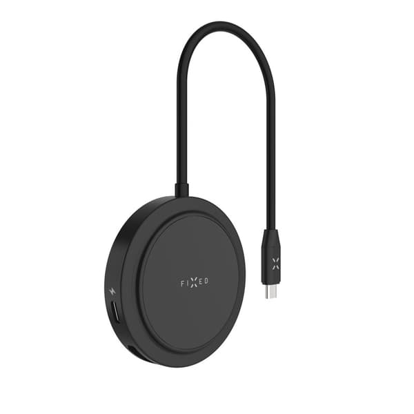 FIXED MagHub 7 in 1 USB-C HUB 4K & langaton lataus Musta