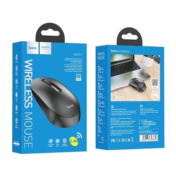 HOCO trådløs computermus 2.4G 1200dpi GM14 sort