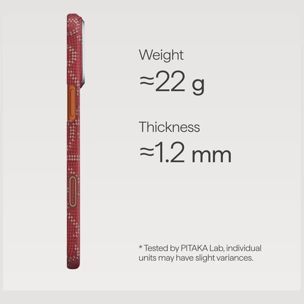 PITAKA Mobilskal För iPhone 17 Pro Max MagSafe Ultra-Slim Monogram- Guld Röd