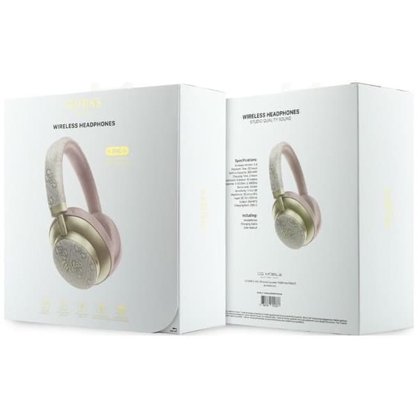 Guess On-Ear Hörlurar Bluetooth ENC 4G Gold Script Metal - Rosa