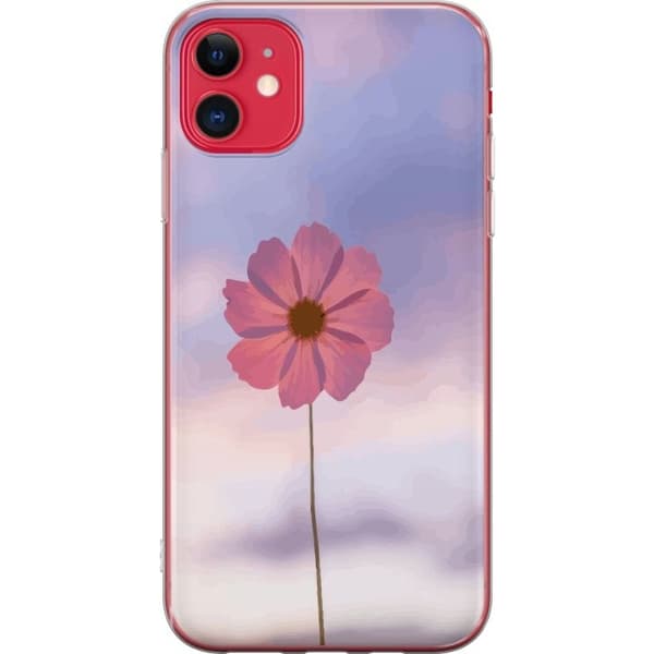 Taske til Apple iPhone 11 med lyserød blomst