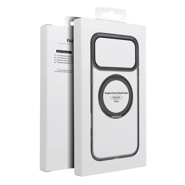 Mobilskal Magafe iPhone 17 Pro Frame Circle med Stand - Svart
