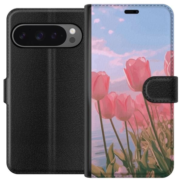 Pung Taske til Google Pixel 9 Pro XL med Lyserøde Tulipaner