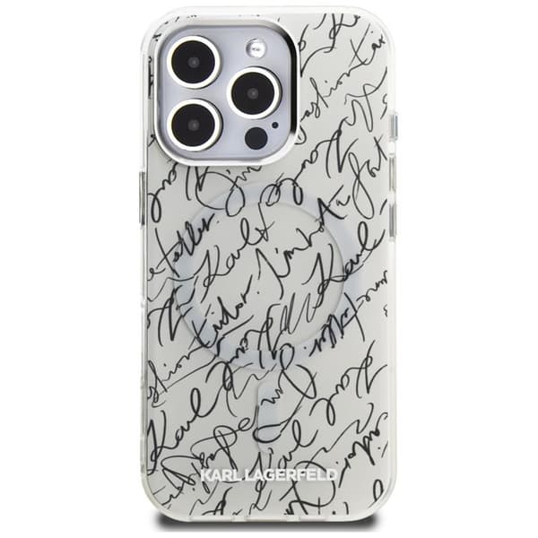 Karl Lagerfeld Mobilskal till iPhone 16 Pro MagSafe IML Karl Script - Vit