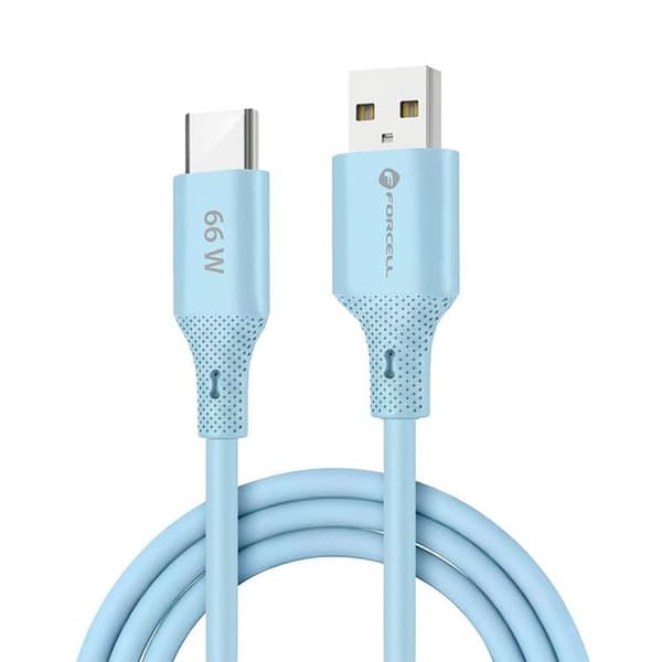 FORCELL USB-A til USB-C 66W Kabel 3A 1m QC4.0 Silikone C342 - Blå