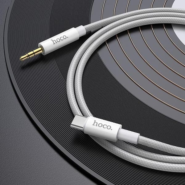 HOCO Kabel AUX Jack 3,5 mm til USB-C UPA19 1 m sølv