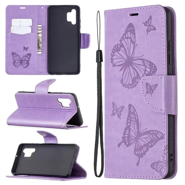 Plånboksfodral För iPhone 14 Pro Max Imprint Butterfly - Lila