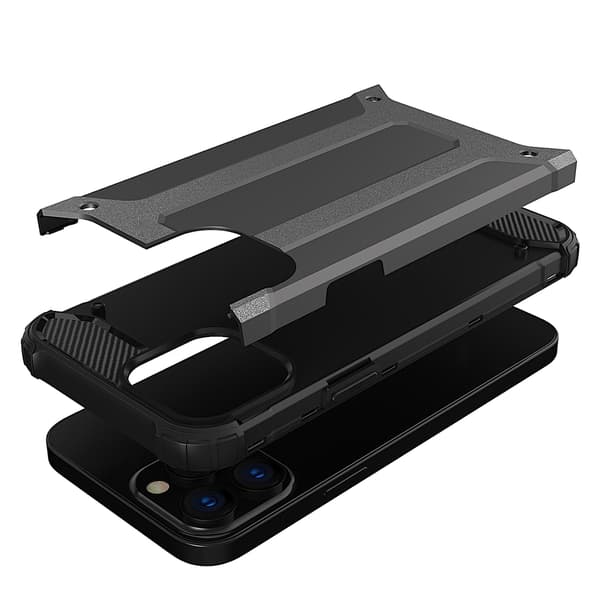 Hybrid Armor Tough Rugged Taske til iPhone 13 Pro - Sort