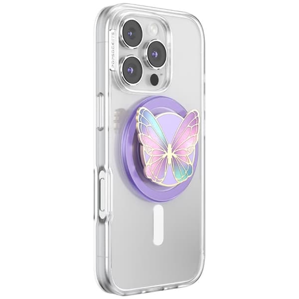 PopSockets MagSafe Pop-up-pidike ja jalusta Emaliperhonen Prisma - Laventeli