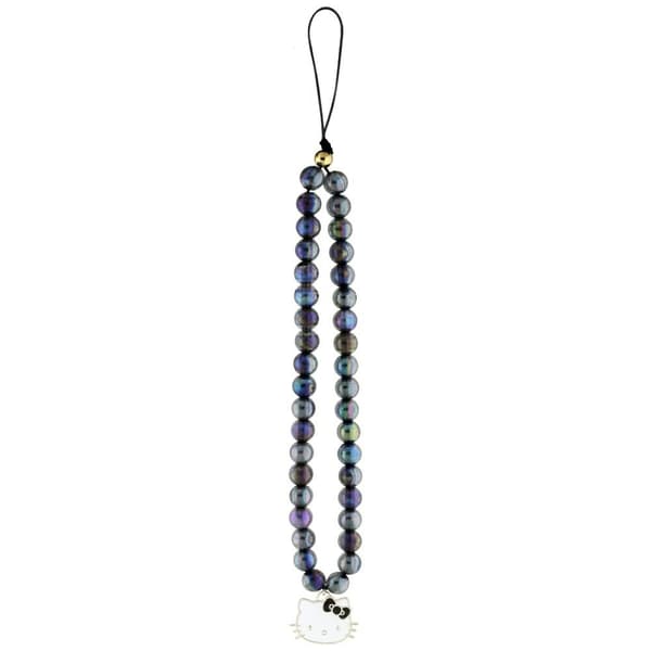 Hello Kitty -puhelinhihna Pearls Kitty Head Charm – Musta