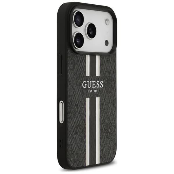 Guess telefontaske til iPhone 17 Pro MagSafe 4G trykte striber - sort