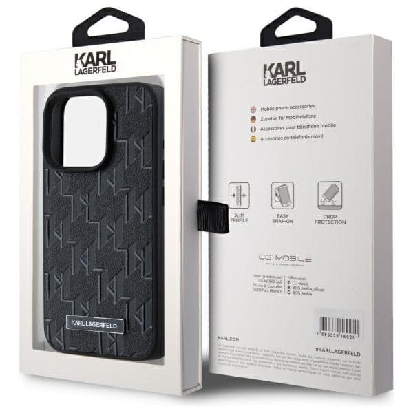 Karl Lagerfeld iPhone 15 Pro MagSafe Læder Monogram Sort