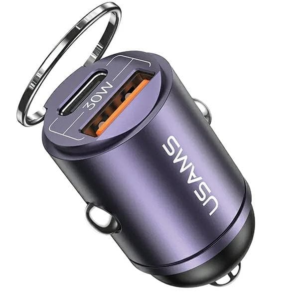 USAMS C38 Biloplader 30W 1xUSB-A 1xUSB-C - Lilla