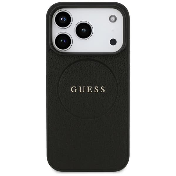 Guess-matkapuhelinkotelo iPhone 17 Pro MagSafe Grained Ring - Musta