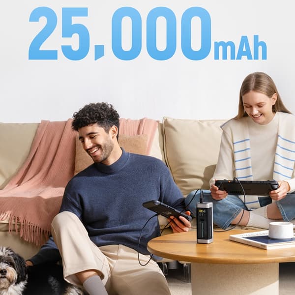 Cuktech Powerbank 25000mAh 210W 2xUSB-C 1xUSB-A - Sort