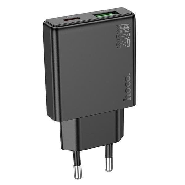 Hoco Hurtigoplader PD 20W USB-A USB-C QC3.0 3A N38 - Sort