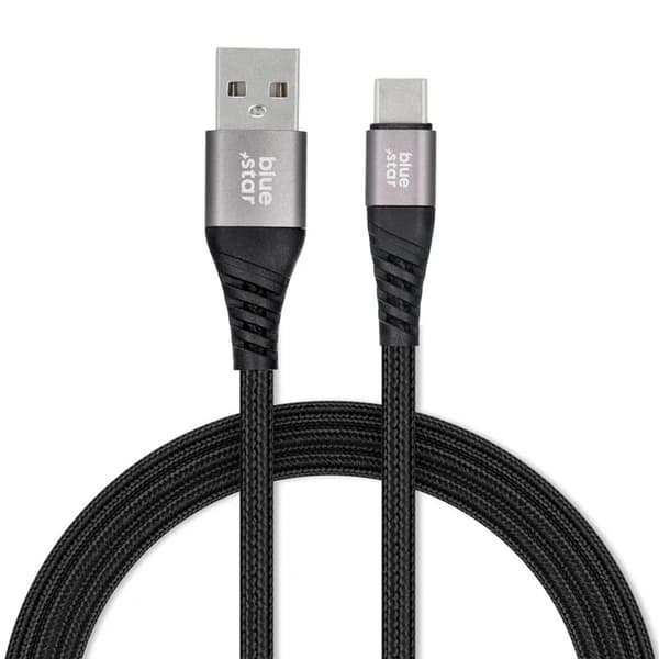 Blue Star USB-C–USB-A-kaapeli 1,2 m – musta