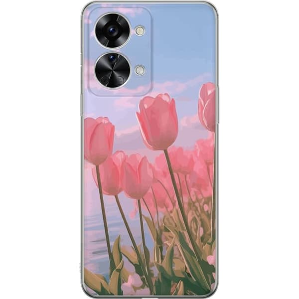 Taske til OnePlus Nord 2T med lyserøde tulipaner