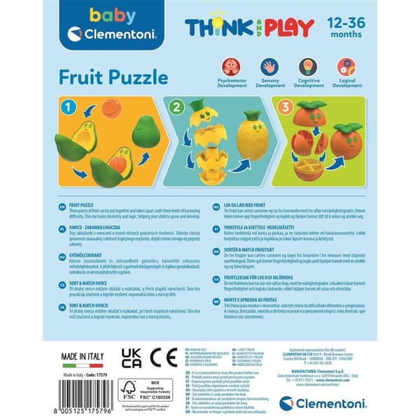 CLEMENTONI Fruit Puzzle Logikset (100% Återvunnet)