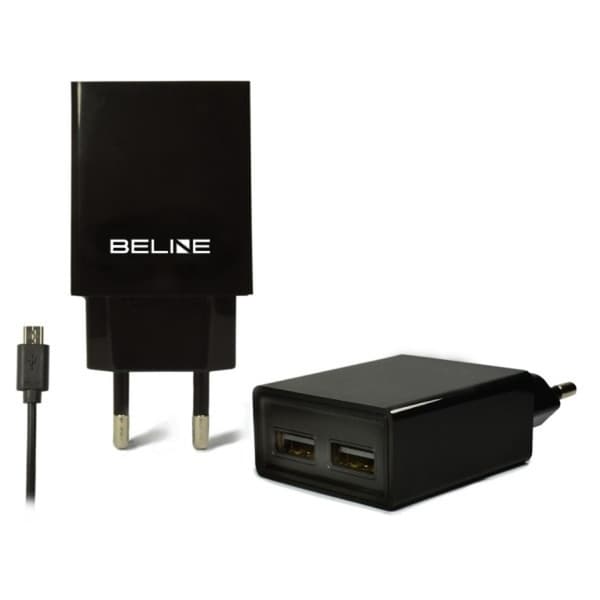 Beline Vægoplader 2x USB-A Med Micro-USB Kabel - Sort
