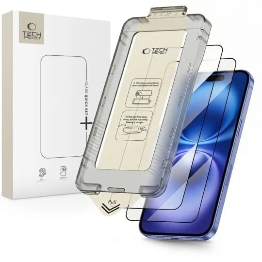 Tech-Protect [2-pakkaus] iPhone 15/16 Karkaistu lasi näytönsuoja Quick Set