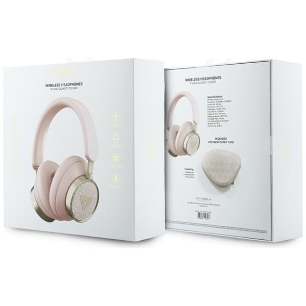Guess Over-Ear Hörlurar ENC Bluetooth 4G Triangle Logo - Rosa
