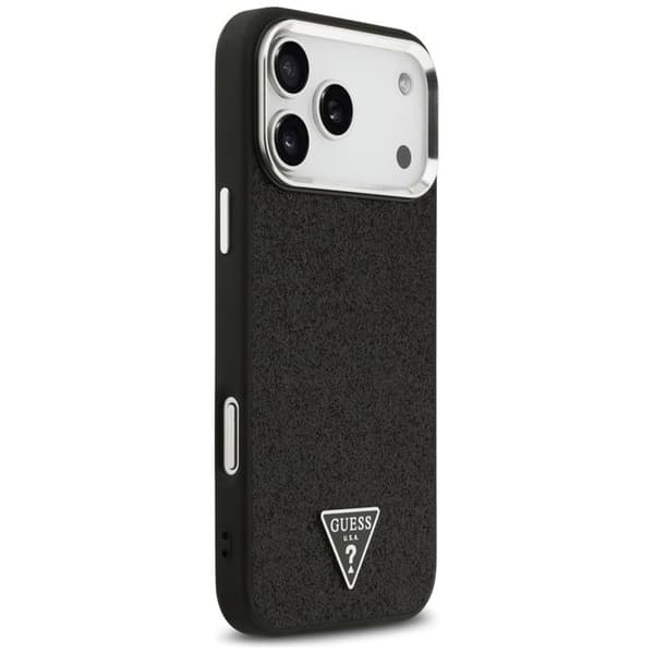 Guess Telefontaske til iPhone 17 Pro Max MagSafe Glitter Triangle Logo - Sort