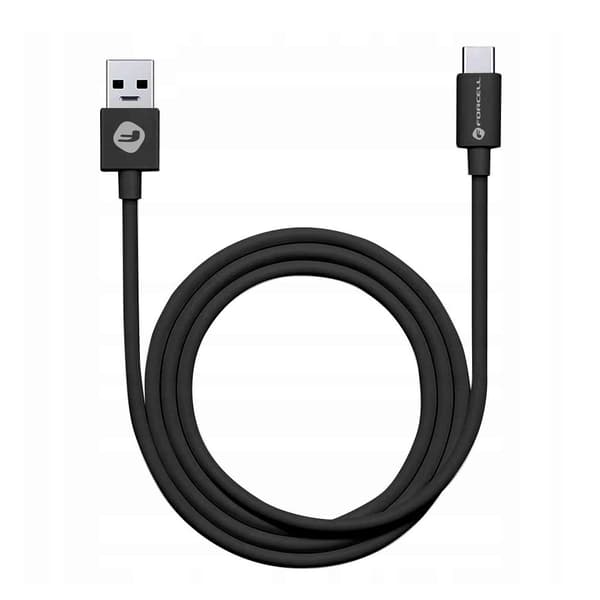 FORCELL USB-C til USB-A kabel 3.0 3A C398 TUBE sort 1m