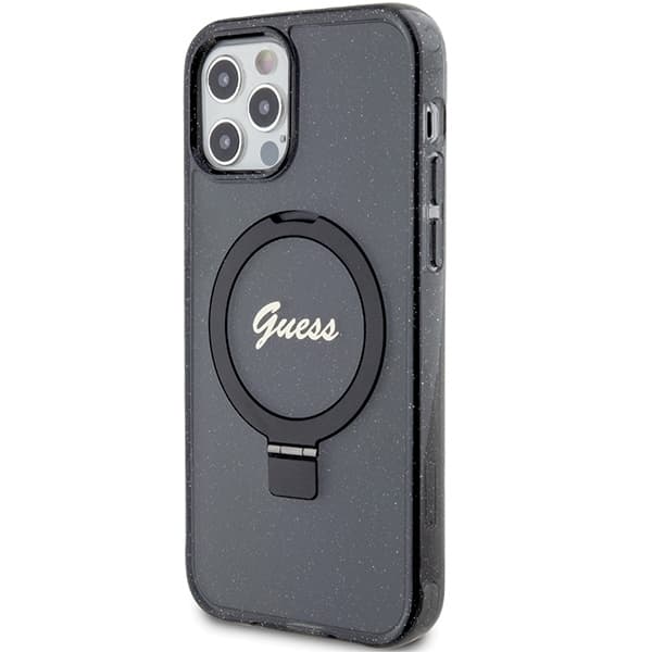 Guess telefontaske til iPhone 12/12 Pro MagSafe Ringstativ Script Glitter