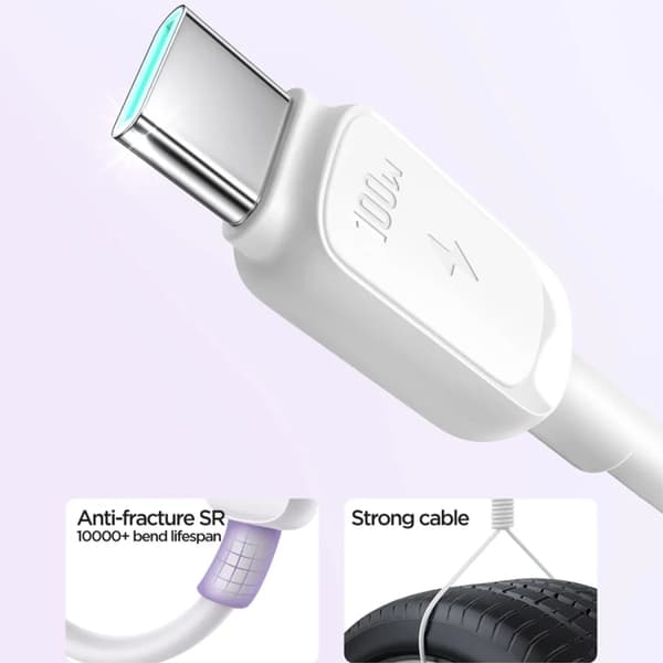 SiGN USB-C til USB-C Kabel 2m 100W - Hvid