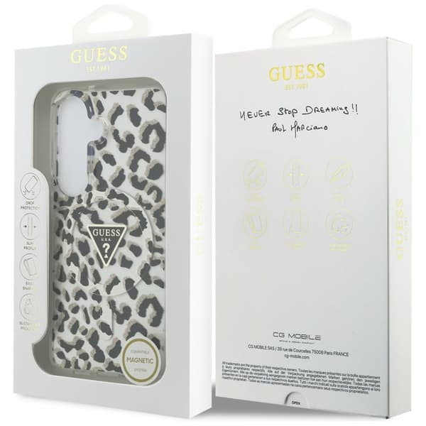 Guess Mobilskal För Galaxy S26 MagSafe IML Leopard Print Triangle
