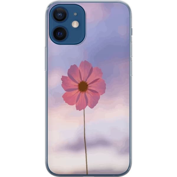 Telefontaske til Apple iPhone 12 mini med lyserød blomst