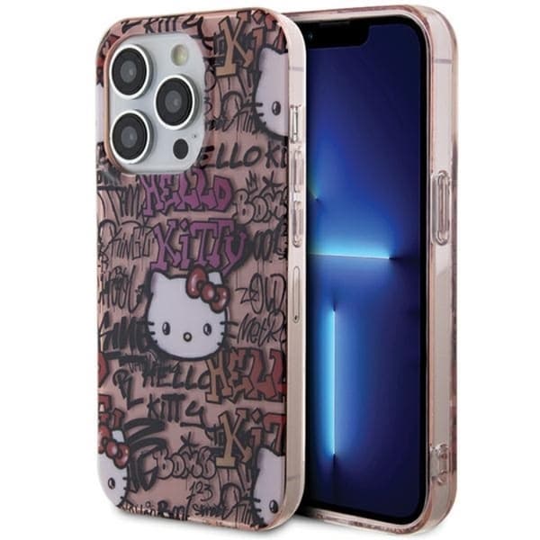 Hello Kitty telefontaske til iPhone 14 Pro Tags Graffiti - Lyserød