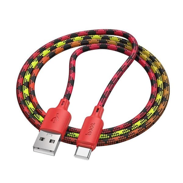 HOCO USB-A til USB-C Kabel 3A 1m Nylon X116 - Gradient Rød