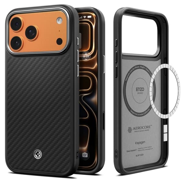 Spigen Telefontaske til iPhone 17 Pro Max Magsafe Enzo Aramid - Sort/Sølv