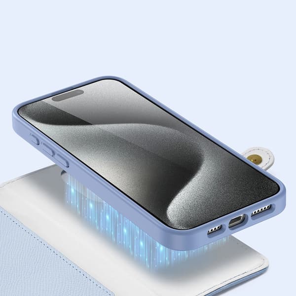 Dux Ducis iPhone 15 Pro Max Plånboksfodral Lawa Läder - Blå