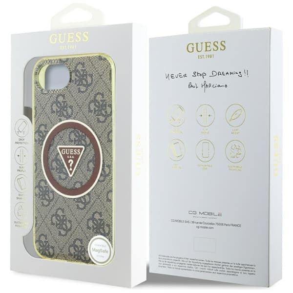 Guess Mobilskal till iPhone 16e Magsafe Metal Glitter - Brun