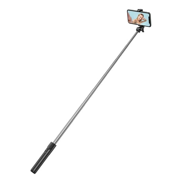 Selfiestick Teleskopstativ 1m med Telefonholder - Sort
