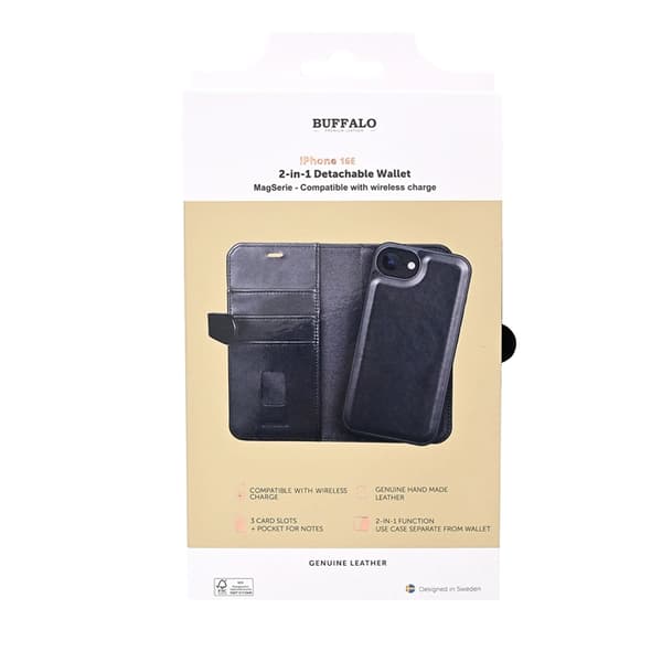 Buffalo iPhone 16e Plånboksfodral MagSafe 3 Kort Premiumläder