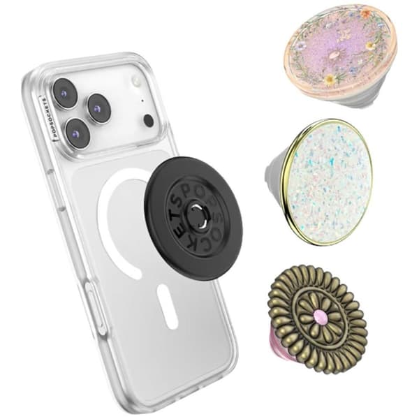 PopSockets PopTop Luxe Enamel Opal Mobilgrip och Stativ - Vit