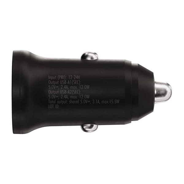 X2O 2x12W dobbelt biloplader USB-A/A sort