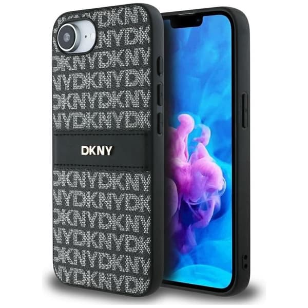 DKNY-puhelinkotelo iPhone 16e Repeat Texture Tonal Stripe - Musta