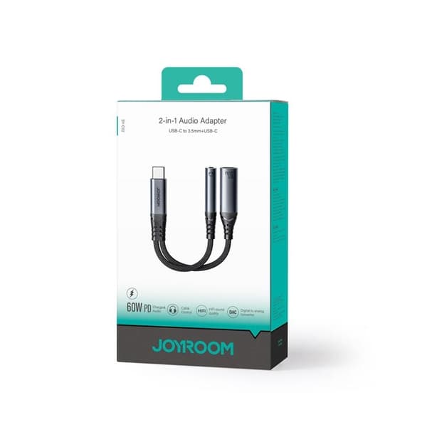Joyroom 2in1 DAC-adapter USB-C/USB-C/3.5mm Mini-stik Sort