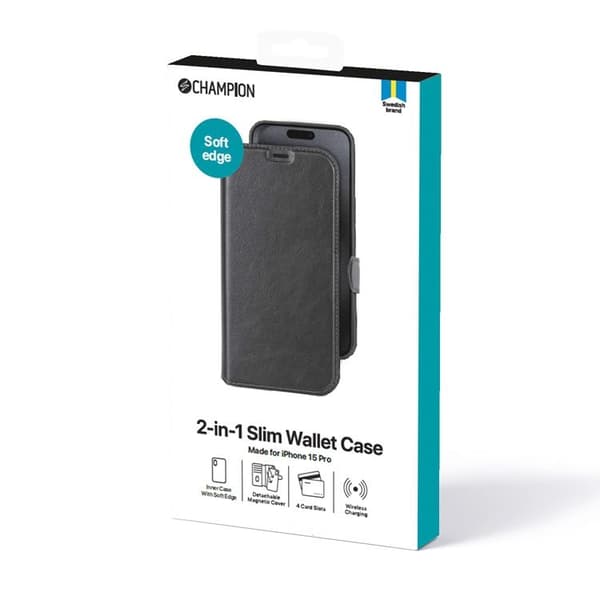 Celly iPhone 15 Pro Pung Taske 2-i-1 Slim - Sort