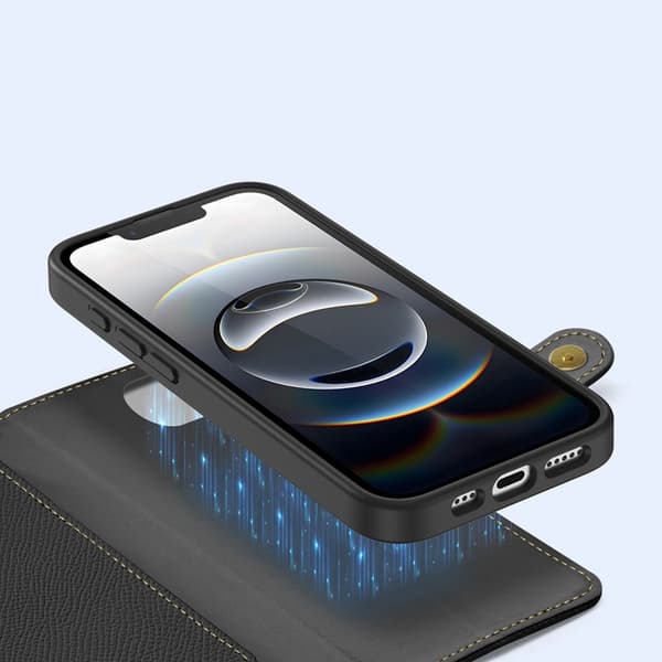 Dux Ducis iPhone 16e Pung Taske Lawa Læder - Sort