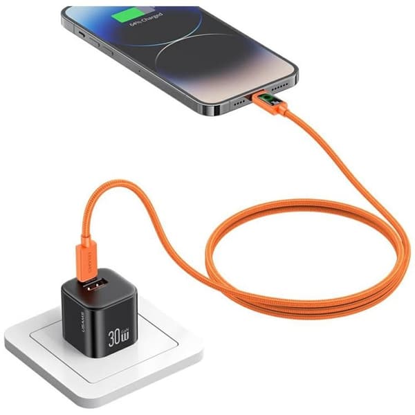 USAMS USB-C–Lightning 30W -kaapeli 1.2m SJ774 - Oranssi