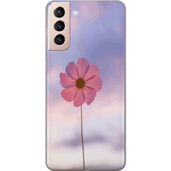 Telefontaske til Samsung Galaxy S21 med Lyserød Blomst