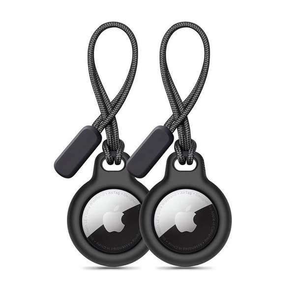 [2-Pakke] Tech-Protect Apple Airtag 1/2 Etui Rød Kæde - Sort