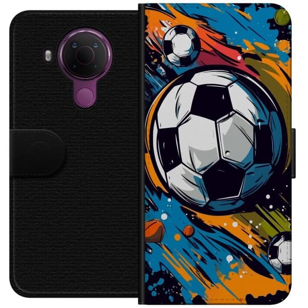 Plånboksfodral till Nokia 5.4 med Fotbollar
