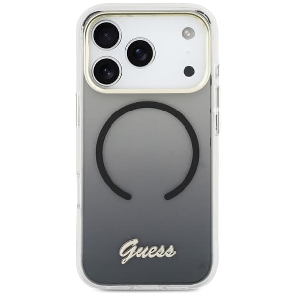 Guess Mobilskal För iPhone 17 Pro MagSafe IML Gradient Script Metal - Svart